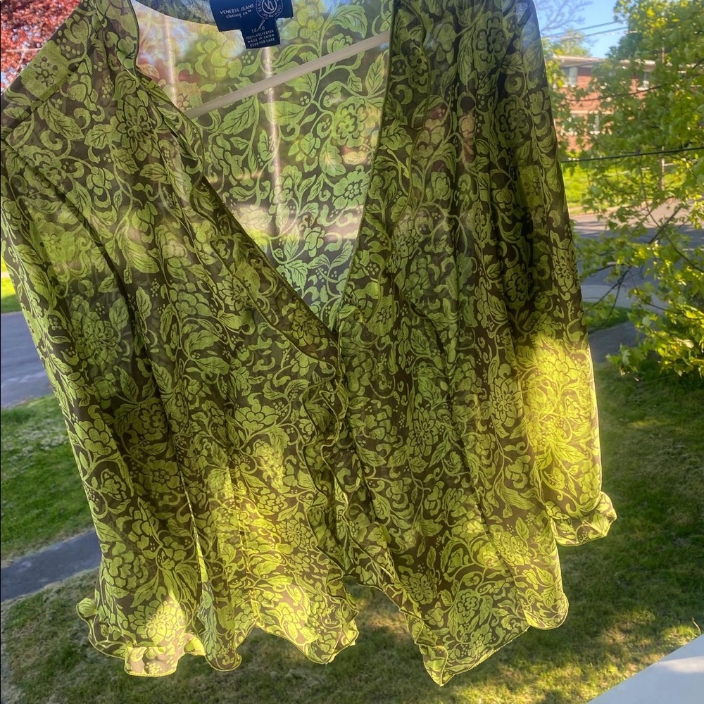 Green sheer blouse